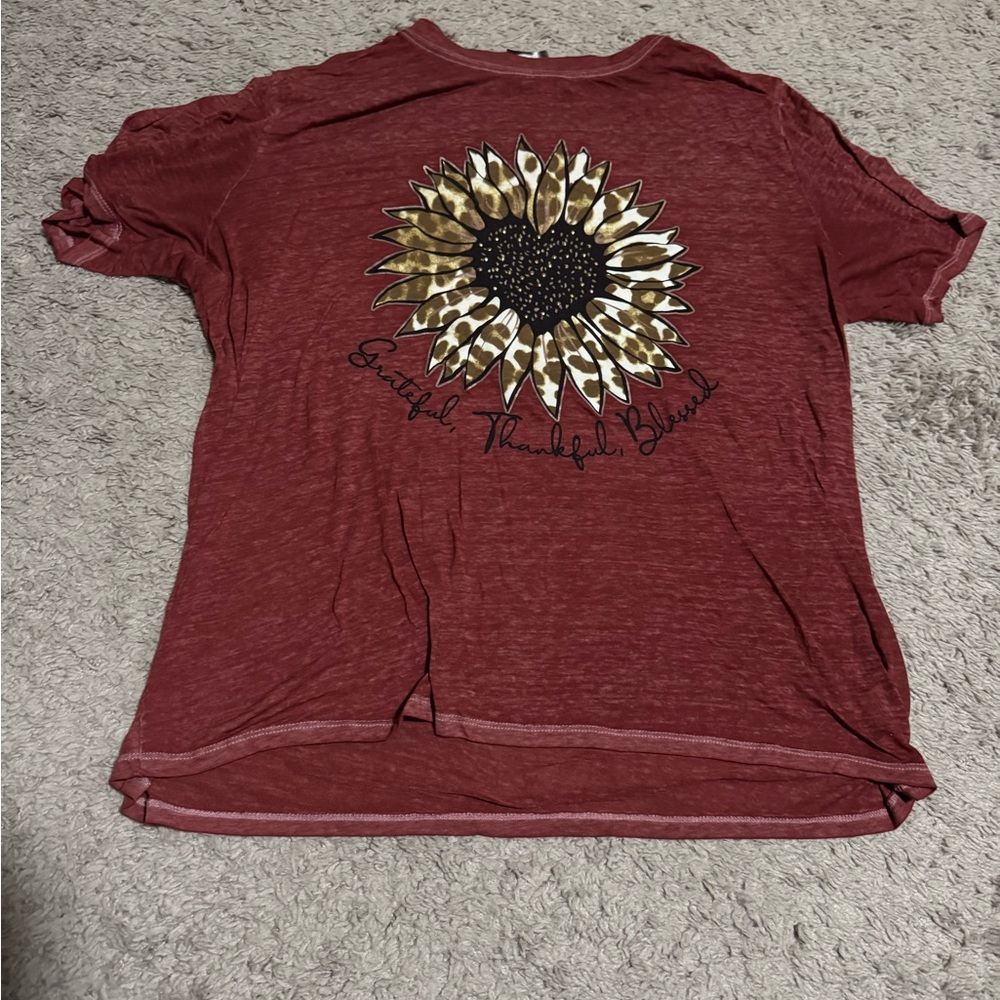 Maroon Sunflower Graphic Tee